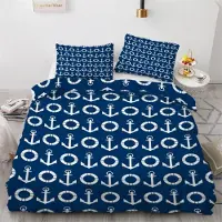 Sonstiges Bettwäsche-Set 135x200 cm 2-teilig Mikrofaser Anker Motiv Wendebettwäsche mit Reißverschluss