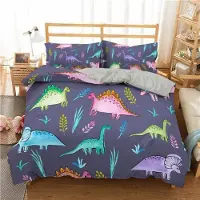 Sonstiges Kinder Bettwäsche Set 200x200cm Cartoon Dino 2 Kissenbezüge 80x80cm Mikrofaser