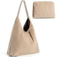 Benza Ibenzoa Große Damen Hobo-Schultertasche aus hochwertigem Cord, geräumig mit Schnallenverschluss – inkl. kleinem Portemonnaie