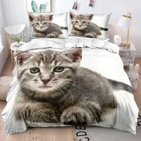 Sonstiges Bettwäsche 200x220 cm Katze 3D Wendebettwäsche Mikrofaser 3-teilig mit 2 Kissenbezügen 80x80 cm