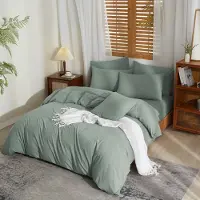 Merkloos Semi-Leinen Bettbezug Set 135 x 200 cm Grün
