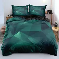 Sonstiges Bettwäsche-Set 4-teilig 135x200cm + 80x80cm 3D Geometrie Muster Silber Weiß Mikrofaser mit Reißverschluss