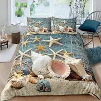 Sonstiges Bettwäsche Set Seestern Ozean 200x200 cm 3-teilig Mikrofaser mit Reißverschluss
