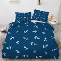 Sonstiges Bettwäsche-Set 135x200 cm 4-teilig Mikrofaser Anker Motiv Ozean Maritim Wendebettwäsche mit Reißverschluss