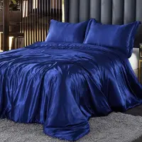 Sonstiges Bettwäsche Set 200x220 cm Glanzsatin Blau 1 Bettbezug + 2 Kissenbezüge 80x80 cm Reißverschluss
