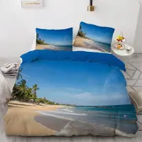 Sonstiges Bettwäsche-Set Strand 135x200 cm 2-teilig Mikrofaser Ozean Motiv Wendebettwäsche Reißverschluss 3D