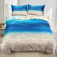Sonstiges Bettwäsche Set 220x240cm Ozean Meer Beach 3D-Digitaldruck 3-teilig Mikrofaser mit Reißverschluss und 2 Kissenbezügen 80x80cm