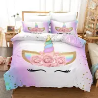Sonstiges Bettwäsche Set Einhorn 200x200 cm Rosa Mikrofaser mit Kissenbezug 65x65 cm