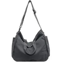 Benza Ibenzoa Uni Canvas-Schultertasche – geräumige, faltbare Alltagstasche 37 x 13 x 30 cm, verstellbarer Schulterriemen 52–102 cm, Grau