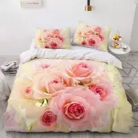 Sonstiges Bettwäsche-Set 155x220cm Rosa Rosen 3-teilig Microfaser mit Reißverschluss