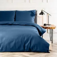 Benza Ibenzoa Hochwertiges Bettwäsche-Set 155 x 220 cm, 100% Baumwolle, verdeckter Reißverschluss, inkl. 80 x 80 cm Kissenbezug, Dunkelblau