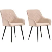 Merkloos Set von 2 Bergamo Esszimmerstühlen in Beige Velvet