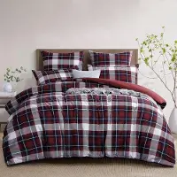 Benza Ibenzoa Bettwäsche-Set 3-teilig 220×240 cm Mikrofaser Tartan-Muster, 2x 80×80 cm, wendbar, bügelfrei, Reißverschluss, 60°C waschbar