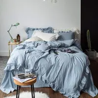 Benza Ibenzoa Gebürstetes Mikrofaser-Bettwäsche-Set 135x200 cm mit Kissenbezug 80x80 cm – Graublau, romantisches Design, allergikerfreundlich, mit Reißverschluss