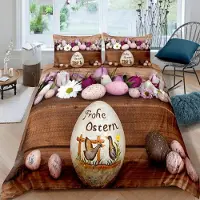Sonstiges Kinder Bettwäsche Ostern 3-teilig 155x220 cm Mikrofaser 3D Ei Motiv mit 2 Kissenbezügen 80x80 cm