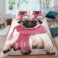 Sonstiges Kinder Bettwäsche Mops 3-teilig 155x220 cm Mikrofaser 2 Kissenbezüge 80x80 cm