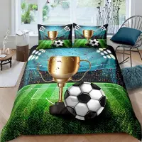 Sonstiges Kinder Bettwäsche Fußball 155x220 cm 3-teilig Mikrofaser 3D Sport Design