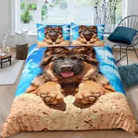 Sonstiges Bettwäsche-Set Deutscher Schäferhund 220x240 cm 3-teilig Mikrofaser mit 2 Kissenbezügen 80x80 cm