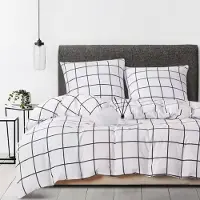 Sonstiges Bettwäsche Set Baumwolle Kariert Schwarz Weiß 135x200 cm + 80x80 cm mit Reißverschluss