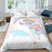 Sonstiges Kinder Bettwäsche Einhorn 155x220 cm 3-teilig Mikrofaser Regenbogen 3D