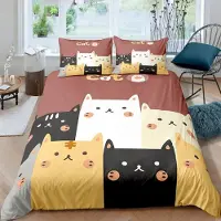 Sonstiges Kinder Bettwäsche Katze 135x200 cm 2-teilig Mikrofaser 3D-Druck