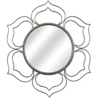 Merkloos Wandspiegel in Blumenform aus Silber mit Metallrahmen 76 x 2 cm