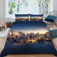 Sonstiges Bettwäsche Set 200x200 cm Skyline New York 3D Mikrofaser mit Reißverschluss 2 Kissenbezüge 80x80 cm
