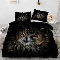 Sonstiges Bettwäsche-Set Eule 155x220 cm 3-teilig Mikrofaser Vintage 3D Motiv mit Reißverschluss