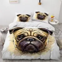 Sonstiges Bettwäsche-Set Mops 135x200 cm 2-teilig Mikrofaser 3D Motiv mit Reißverschluss