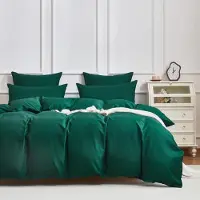 Gezu Bettwäsche-Set Mako Satin 220x240cm Olivgrün 100% Baumwolle 3-teilig mit 2 Kissenbezügen 80x80cm und Reißverschluss,  Standard