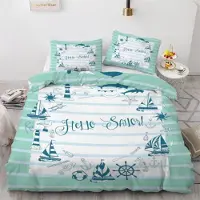 Sonstiges Bettwäsche-Set Anker 155x220 cm 3-teilig Mikrofaser Ozean Maritim 3D Motiv mit Reißverschluss