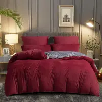 Sonstiges Bettwäsche Set 135x200cm 4teilig Rot Weinrot Grau