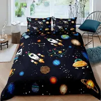 Sonstiges Kinder Bettwäsche 3-teilig 155x220 cm + 80x80 cm 2x Mikrofaser Sternenhimmel Motiv