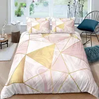 Sonstiges Bettwäsche-Set 3-teilig Rosa Marmor 220x240 cm 100% Mikrofaser mit 2 Kissenbezügen 80x80 cm