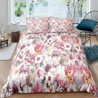 Sonstiges Bettwäsche-Set Romantik Blumen 220x240 cm 3-teilig 100% Mikrofaser mit 2 Kissenbezügen 80x80 cm