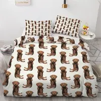 Sonstiges Bettwäsche-Set Dackel 135x200 cm 4-teilig Mikrofaser 3D Cartoon Wendebettwäsche mit Reißverschluss