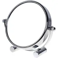 Merkloos Omgoods – Kosmetischer Spiegel – 360° schwenkbar – Vergrößerung beidseitig – 15 cm – Stehender Schminkspiegel – Verchromt – Geeignet für Badezimmer und…
