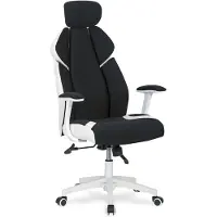 Halmar Drehstuhl CHRONO Stoff weiß-schwarz gepolstert mit Armlehnen, TILT-Mechanismus, BxHxT 65x120x70 cm, Sitzhöhe 53 cm