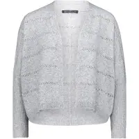 Betty Barclay Strickjacke "Feinstrickjacke mit Pailletten", Damen, Gr. 40, silber (light silber melange), Obermaterial: 72% Polyester PES. 23% Polyamid PA. 5% Wolle WO., Strickjacken Strickjacke