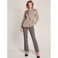 MADELEINE Jackenblazer "Blazer Doppelreiher-Blazer mit Zierstich", Damen, Gr. 40, beige (taupe, melange), Modern, regular fit, V-Ausschnitt, Blazer Jackenblazer