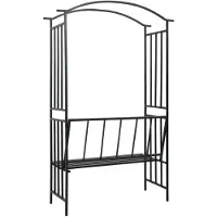 vidaXL Rosenbogen mit Bank Schwarz 128x50x207 cm Eisen