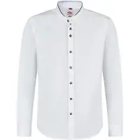 Spieth & Wensky Trachtenhemd "Trachtenhemd Kreuth", Herren, Gr. 45/46, N-Gr, blau (weiß, d,blau), festlich, slim fit, Rundhals, Hemden Trachtenhemd, Trachtenhemd in in Slim Fit