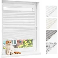 StarTech.com Plissee Rollo - Fenster- und Türrollo - 45 x 100 cm - Halbtransparent - Sichtschutz - Sonnenschutz - Montage ohne Bohren - Weiß