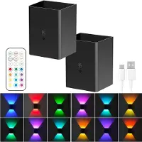 StarTech.com 2er-Set RGB-LED-Wandleuchten - Wandlampe - Wiederaufladbar 4000 mAh - Auf- und Abwärtslicht - Stufenlos dimmbar - Speicherfunktion - Schwarz