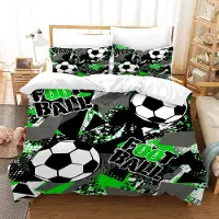 Merkloos Omgoods – Fußball-Bettwäsche-Set, 220 x 240 cm, mit 2 Kopfkissenbezügen