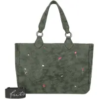 Fritzi aus Preußen Schultertasche Umhängetasche Izzy Vintage Shoulder Bag Limited Embro Bloom Jungly dunkelgrün