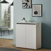 Altro Vielseitiges Sideboard für Wohnzimmer, Küche oder Flur, 3 Ablagen, weiß