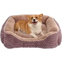 Sonstiges Plüsch-Hundebett Mittel Braun 63 x 53 x 21 cm Maschinenwaschbar Rutschfest PP-Baumwolle