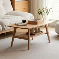 Sonstiges Couchtisch Eiche Massivholz 80x50x44 cm 2 Ebenen Naturfarbe