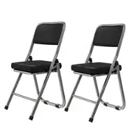 StarTech.com 2er Set Esszimmerstühle - Klappbarer Konferenzstuhl - Kunstleder - Stahlgestell - 45x46x82 cm - Schwarz